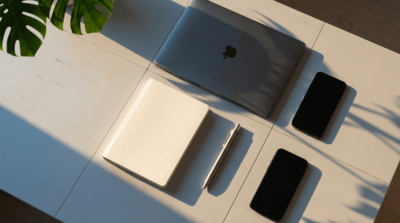 Digital wholesale workspace with laptop and inventory management